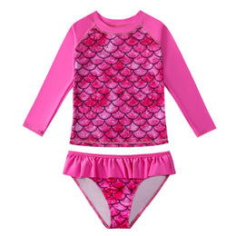 Girls Pink Animal Printed Swim Set