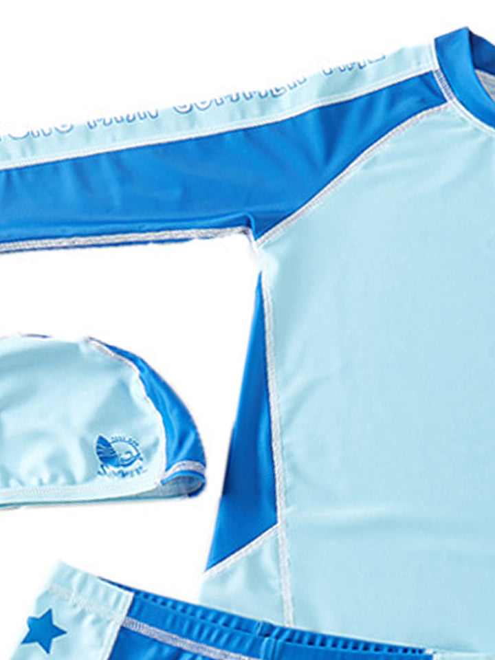 Boys Printed Round Neck Swim Set