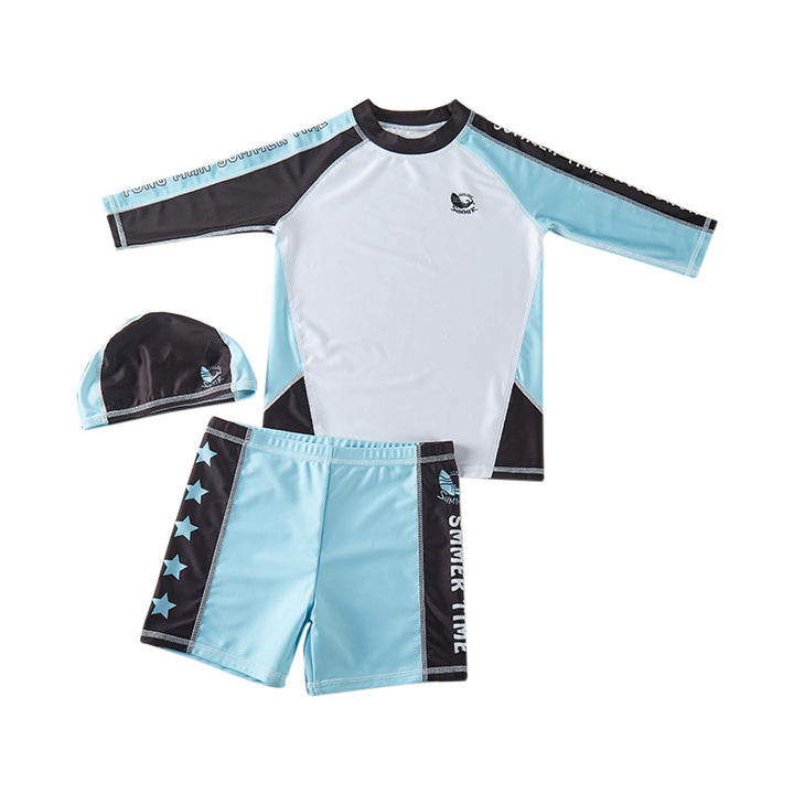 Boys Printed Round Neck Swimwear Set