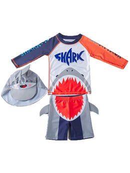 Boys Printed Round Neck Swim Set