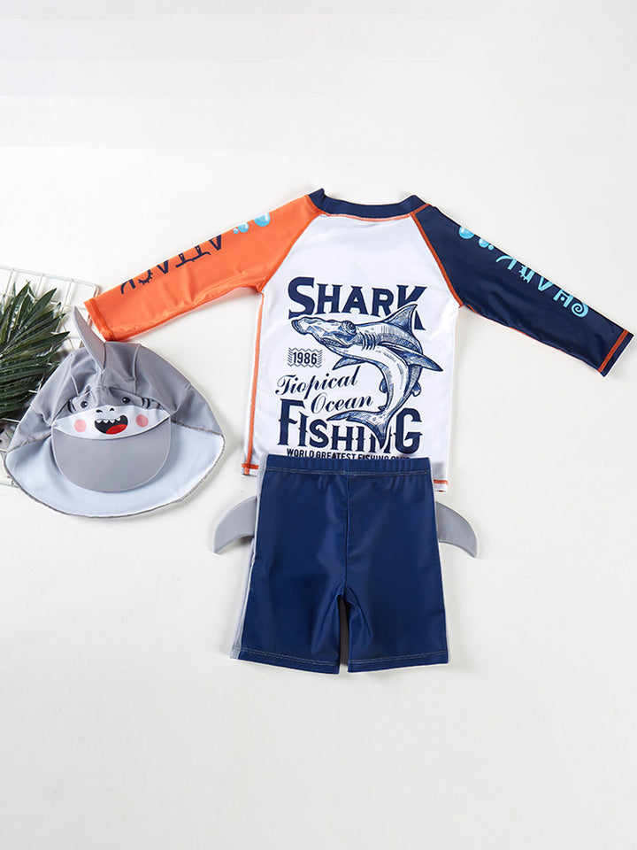 Boys Printed Round Neck Swim Set
