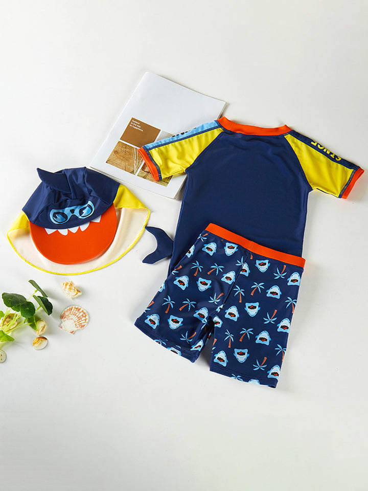 Boys Printed Round Neck Swim Set