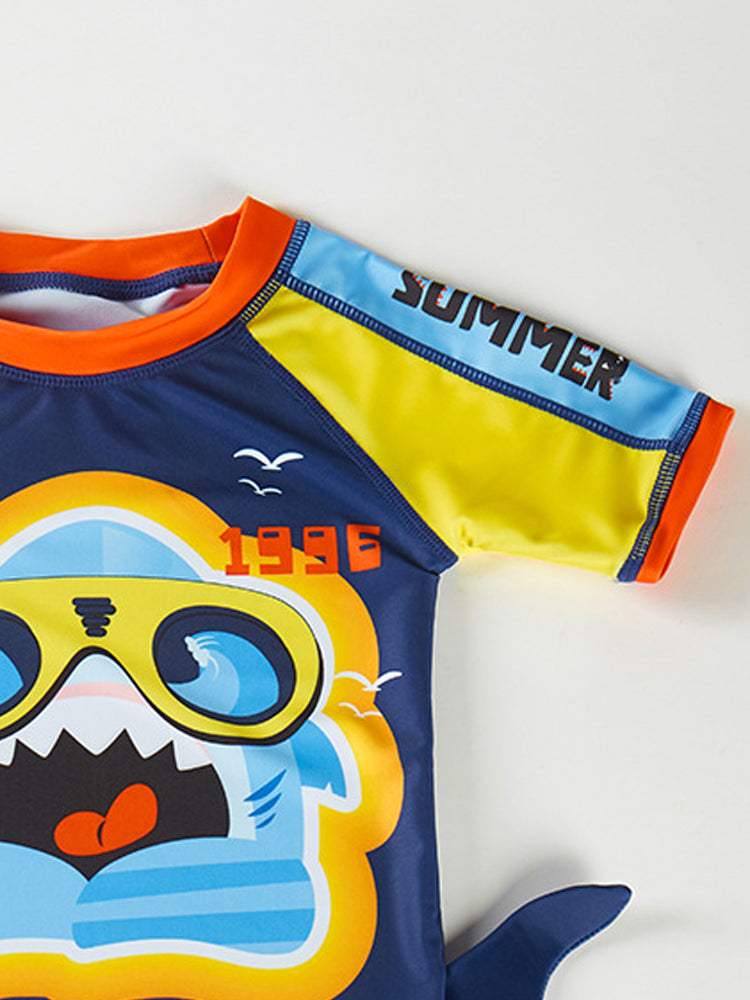 Boys Printed Round Neck Swim Set