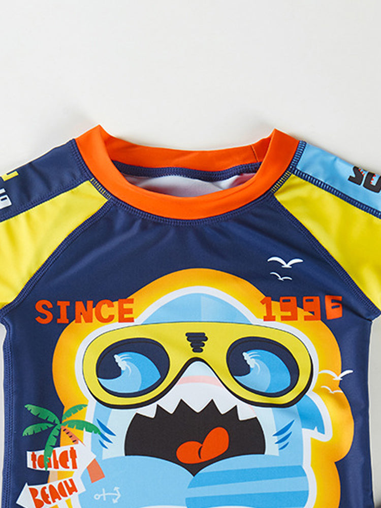 Boys Printed Round Neck Swim Set