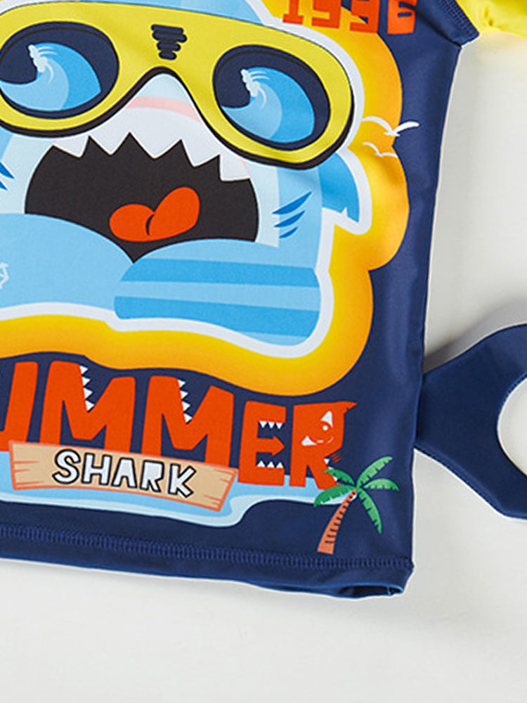 Boys Printed Round Neck Swim Set