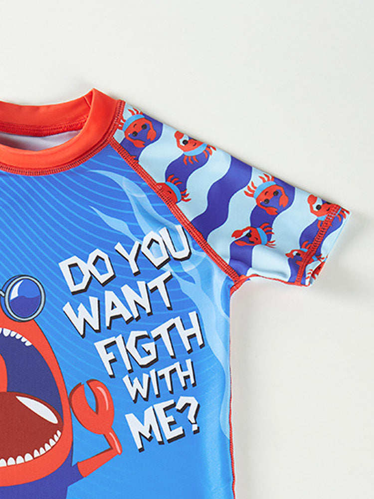 Boys Printed Round Neck Swim Set