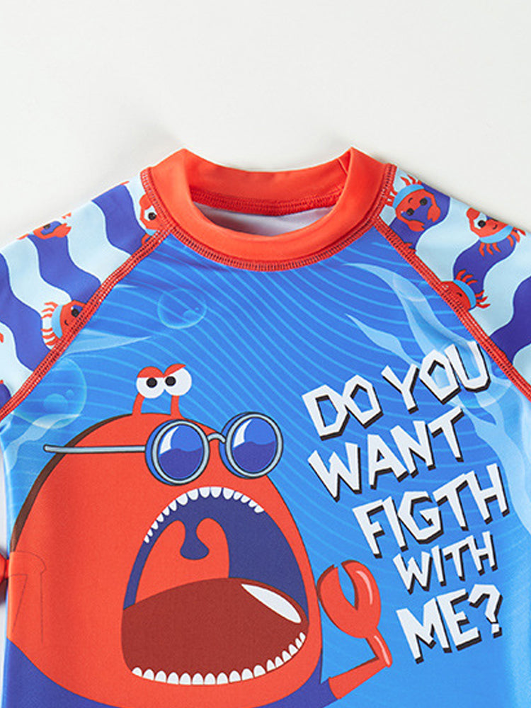 Boys Printed Round Neck Swim Set