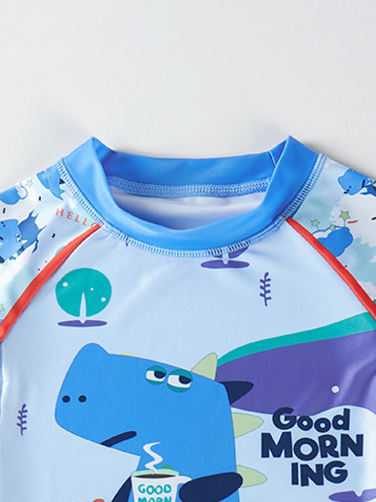 Boys Printed Round Neck Swim Set