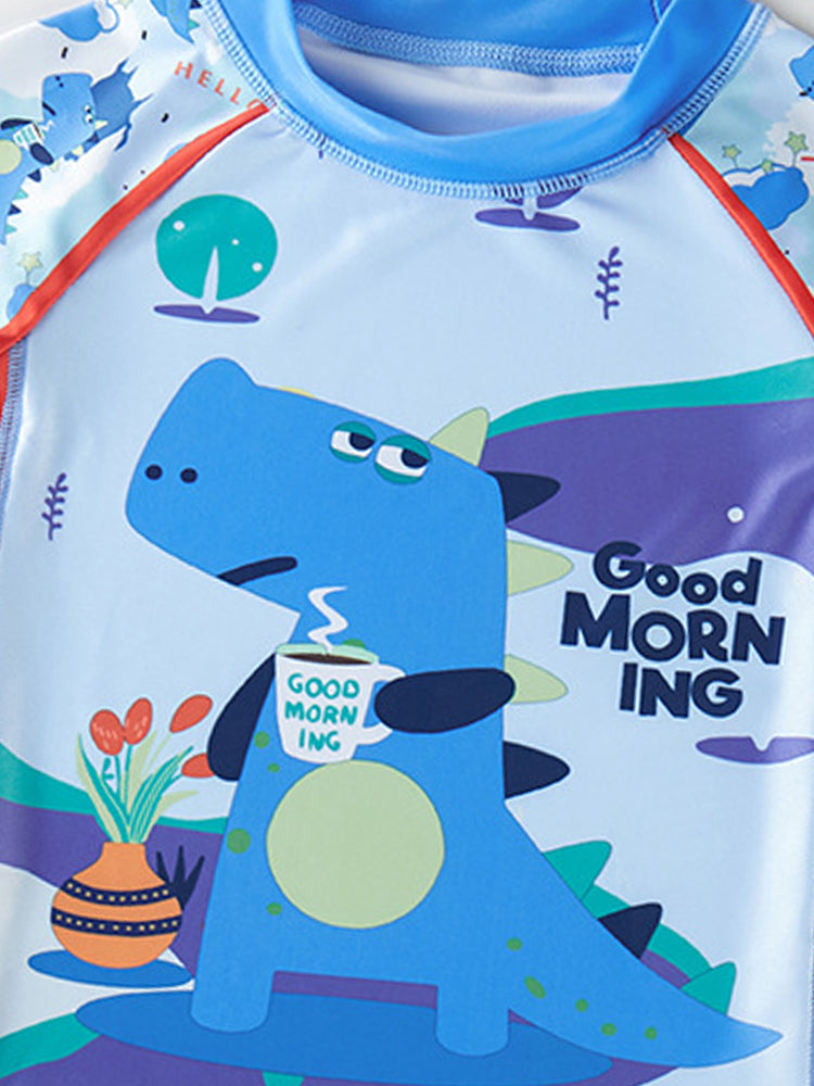 Boys Printed Round Neck Swim Set