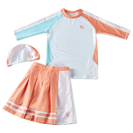 Girls Printed Round Neck Swim Set