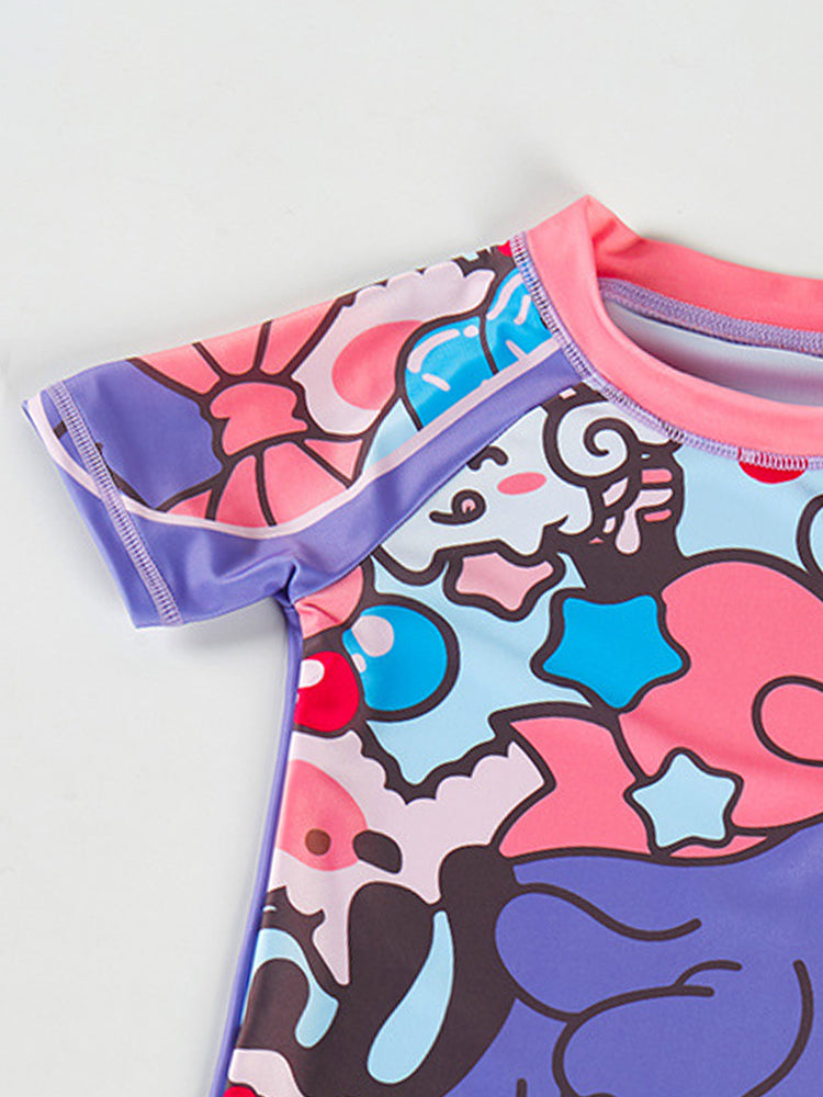 Boys Printed Round Neck Swim Set