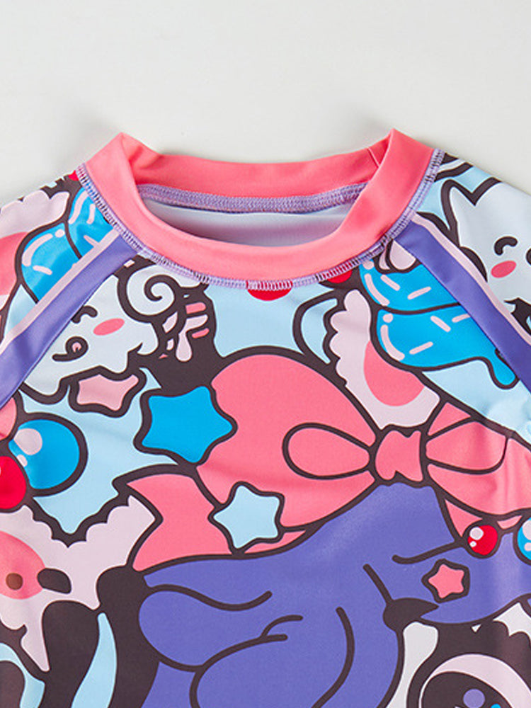 Boys Printed Round Neck Swim Set