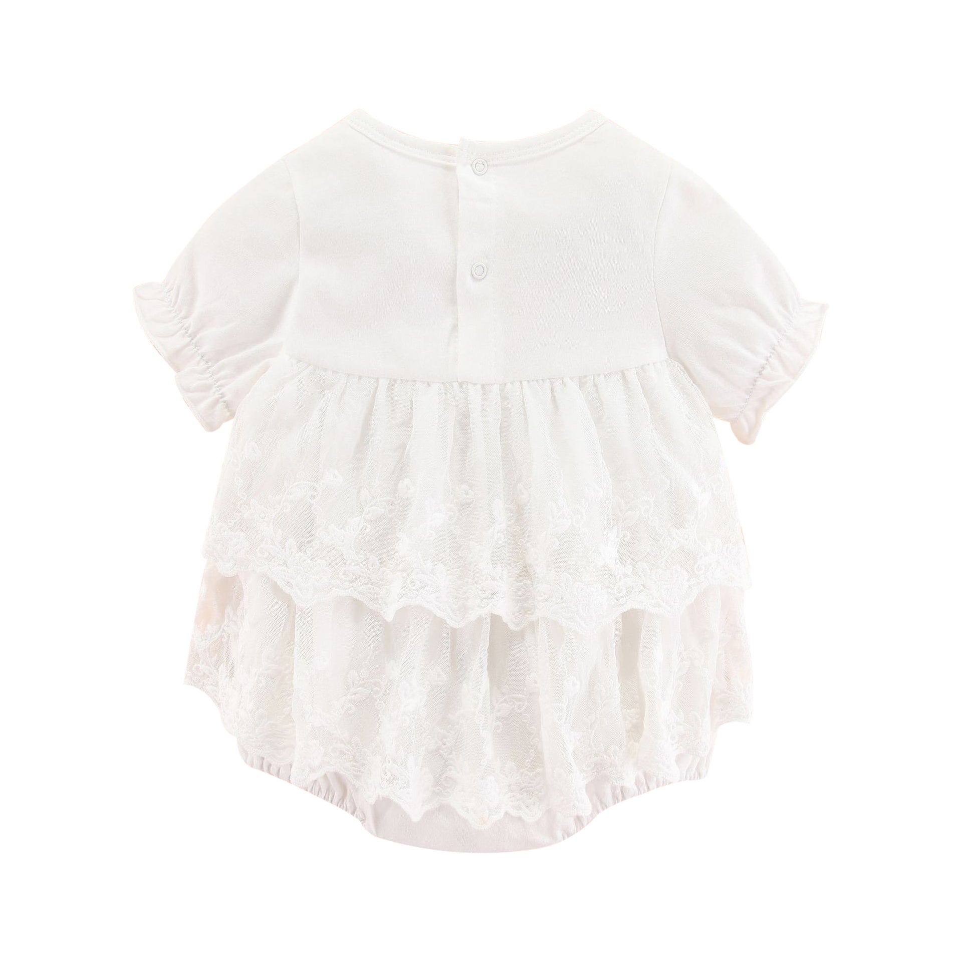 Infants Girls White Self Design Layered Cotton  Bodysuit