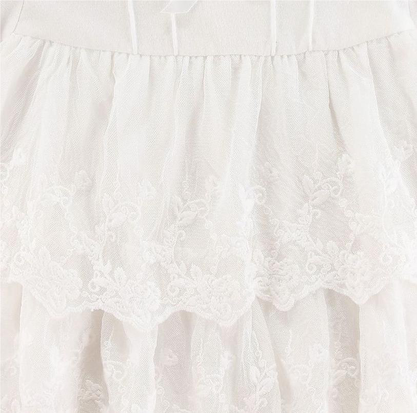 Infants Girls White Self Design Layered Cotton  Bodysuit