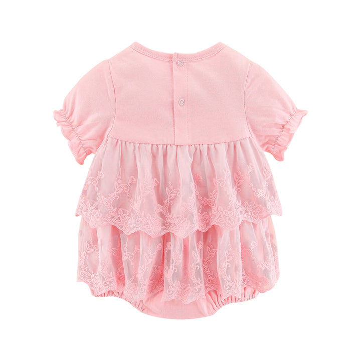 Infant Girls Embroidered Round Neck Cotton Body Suit