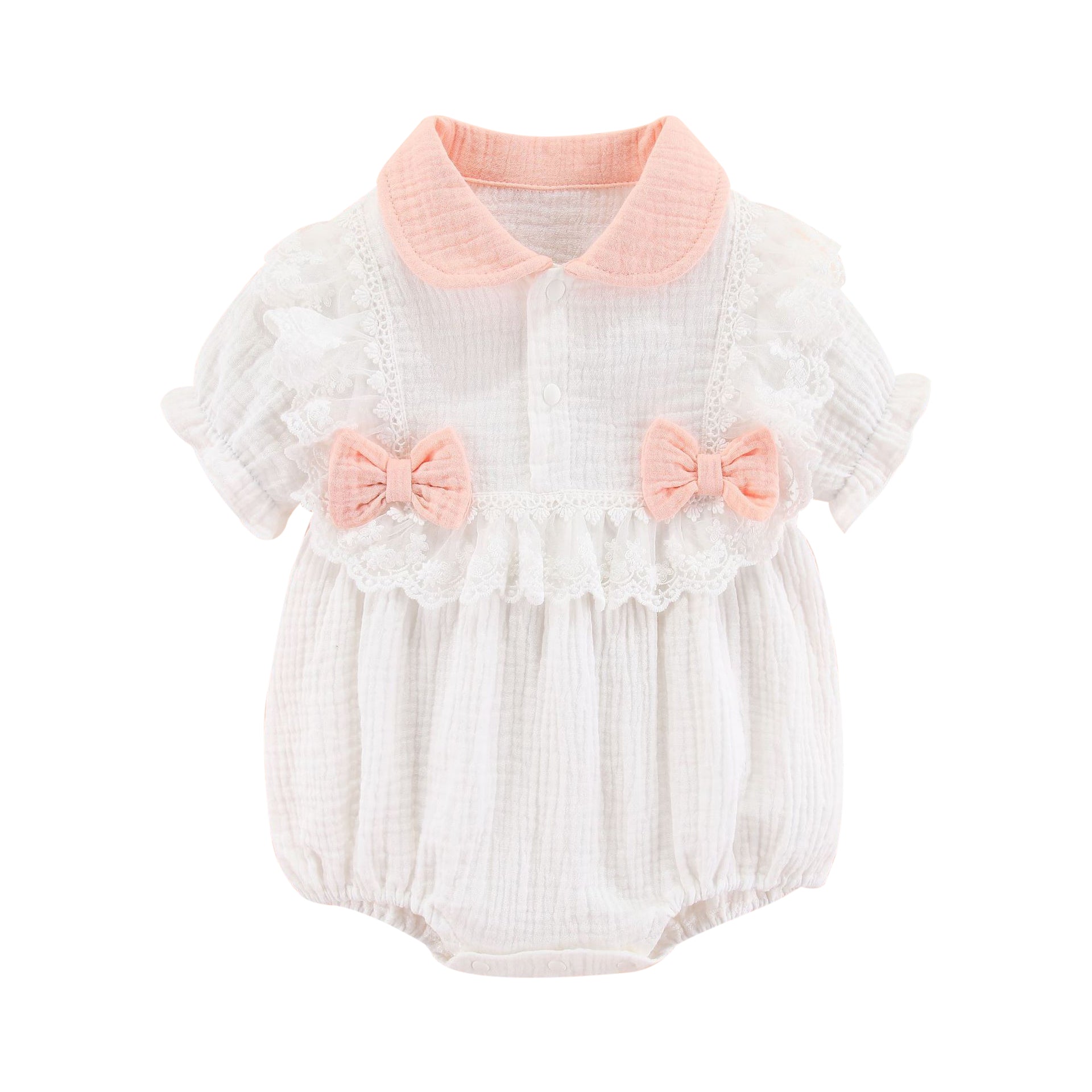 White Infant Girls Cotton Rompers