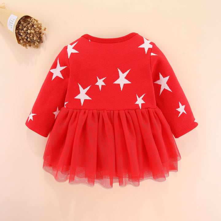 Infnats Girls Red Conversational Printed Fit & Flare Dress