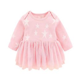 Infants Girls Pink Conversational Printed Cotton A-Line Dress