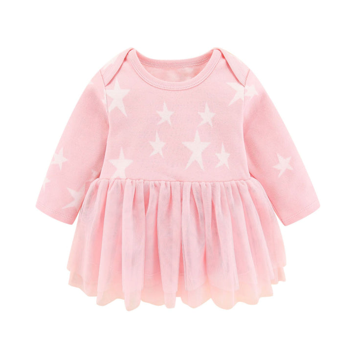 Infants Girls Pink Conversational Printed Cotton A-Line Dress