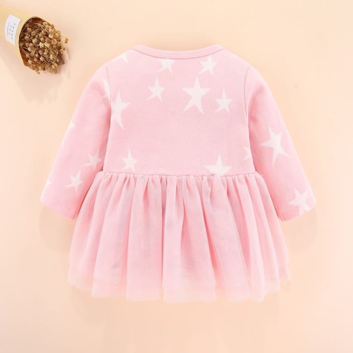 Infants Girls Pink Conversational Printed Cotton A-Line Dress