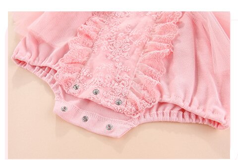 Pink Infant Girls Ruffle Detail Cotton Rompers