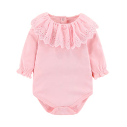Infants Girls Pink Self Design Cotton Bodysuit