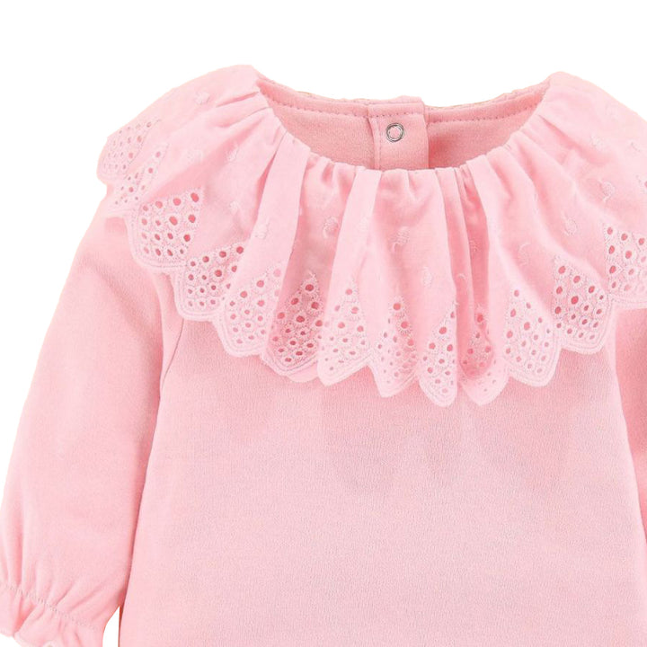 Infants Girls Pink Self Design Cotton Bodysuit