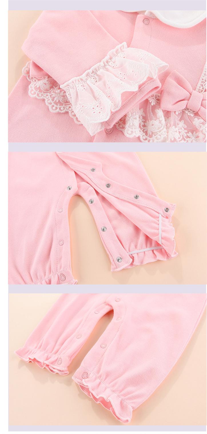 Infants Girls Self Design Shirt Collar Ruffles Cotton Rompers