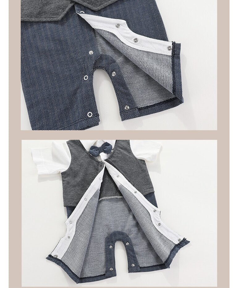 Boys Colourblocked Pure Cotton Rompers