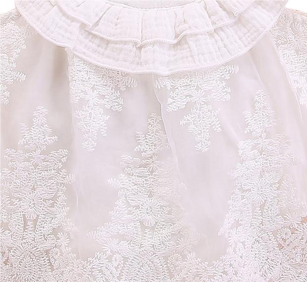 White Infant Girls Embroidered Bodysuit With Cap