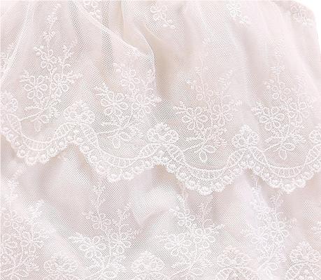White Infants Girls Self Design Bow & Lace Cotton Bodysuit