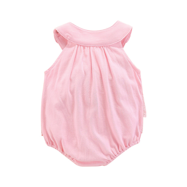 Infants Girls Pink Self Design Layered Cotton  Bodysuit