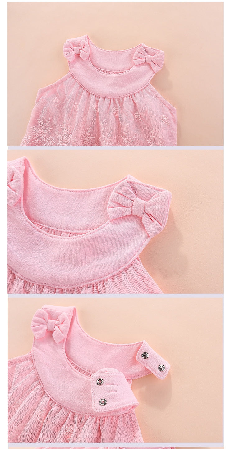 Infants Girls Pink Self Design Layered Cotton  Bodysuit