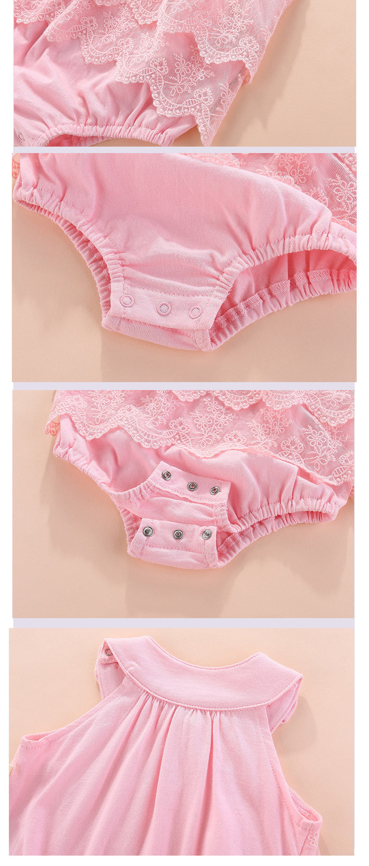 Infants Girls Pink Self Design Layered Cotton  Bodysuit