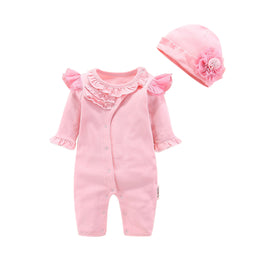 Infant Girls Pink Cotton Rompers