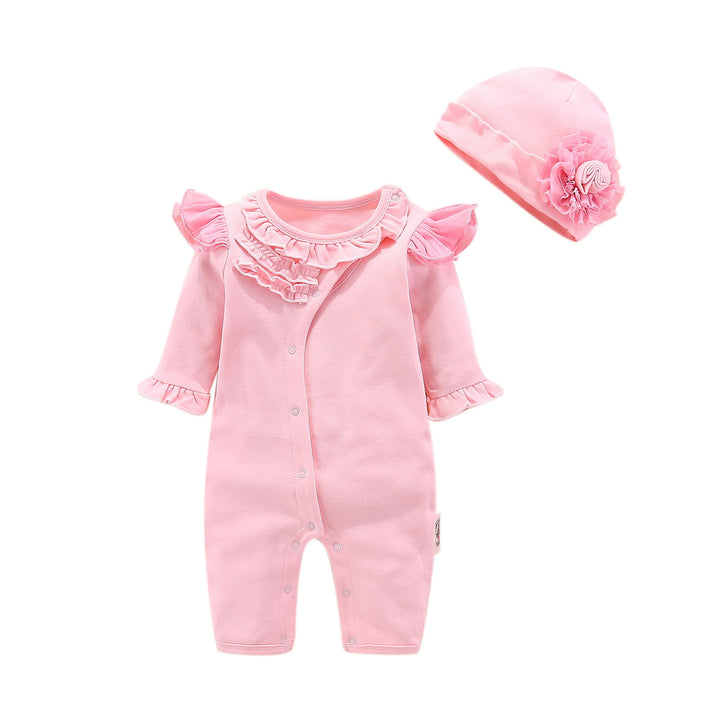 Infant Girls Pink Cotton Rompers