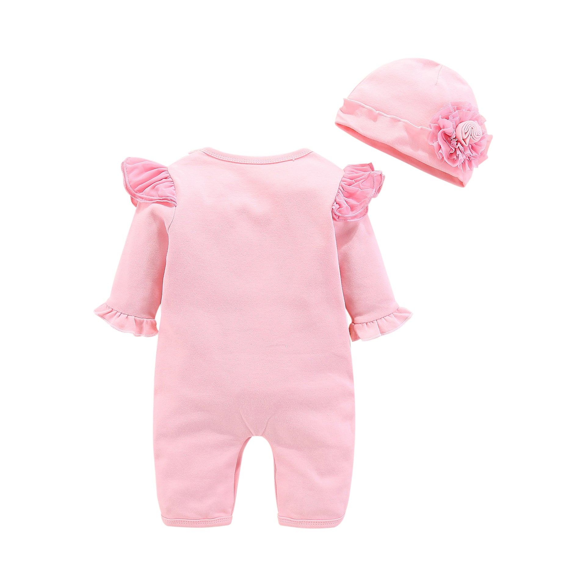 Infant Girls Pink Cotton Rompers