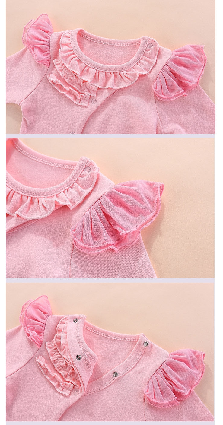 Infant Girls Pink Cotton Rompers
