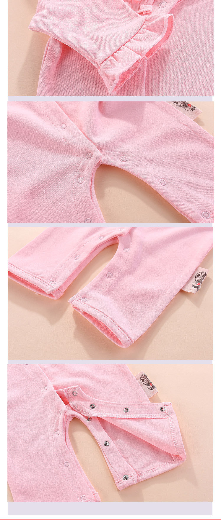 Infant Girls Pink Cotton Rompers