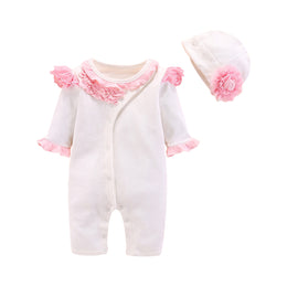 Infants Girls White Pure Cotton Rompers