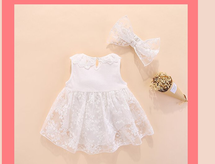 Girls Embroidered Fit & Flare Dress With A Bow