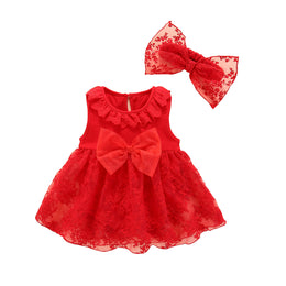 Girls Lace Fit & Flare Cotton Mini Dress