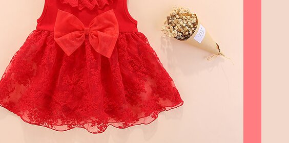 Girls Lace Fit & Flare Cotton Mini Dress