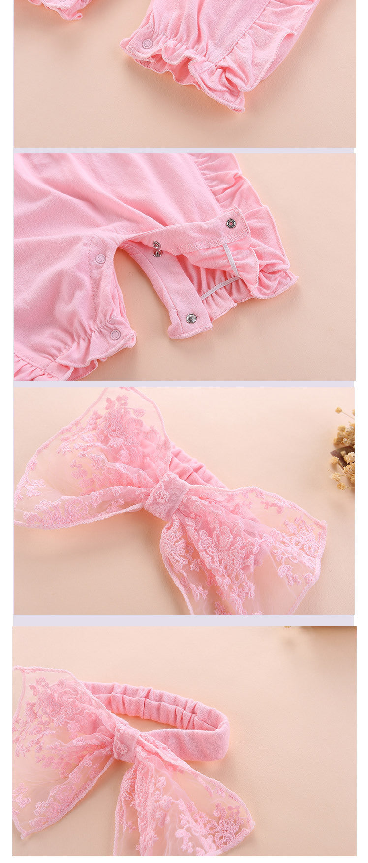 Girl Puff Sleeves Ruffle Detail Rompers