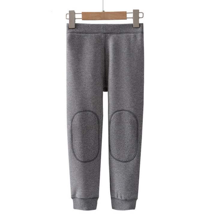 Boys Grey Striped High-Rise Easy Wash Joggers