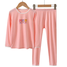 Girls Pink Conversational Printed Long Sleeves T-shirt With Pyjamas