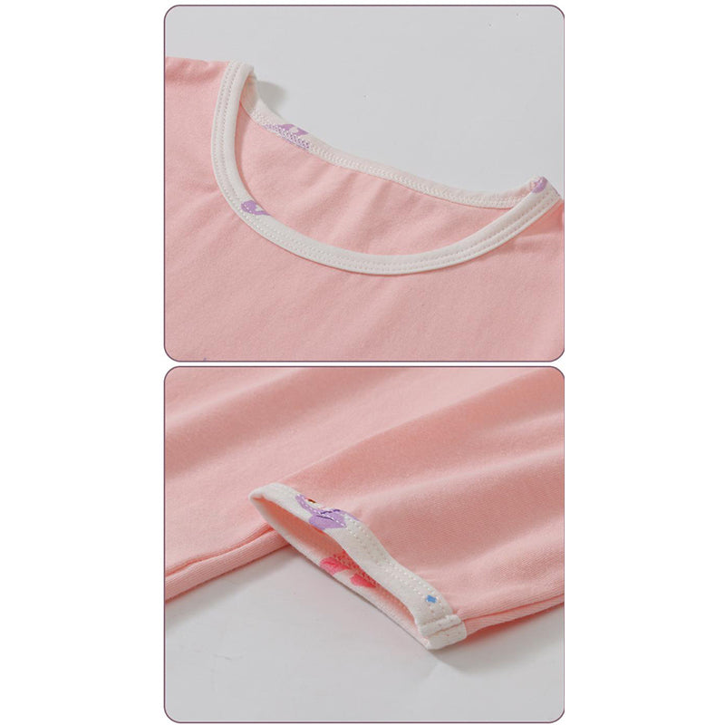 Girls Pink Conversational Printed Long Sleeves T-shirt With Pyjamas