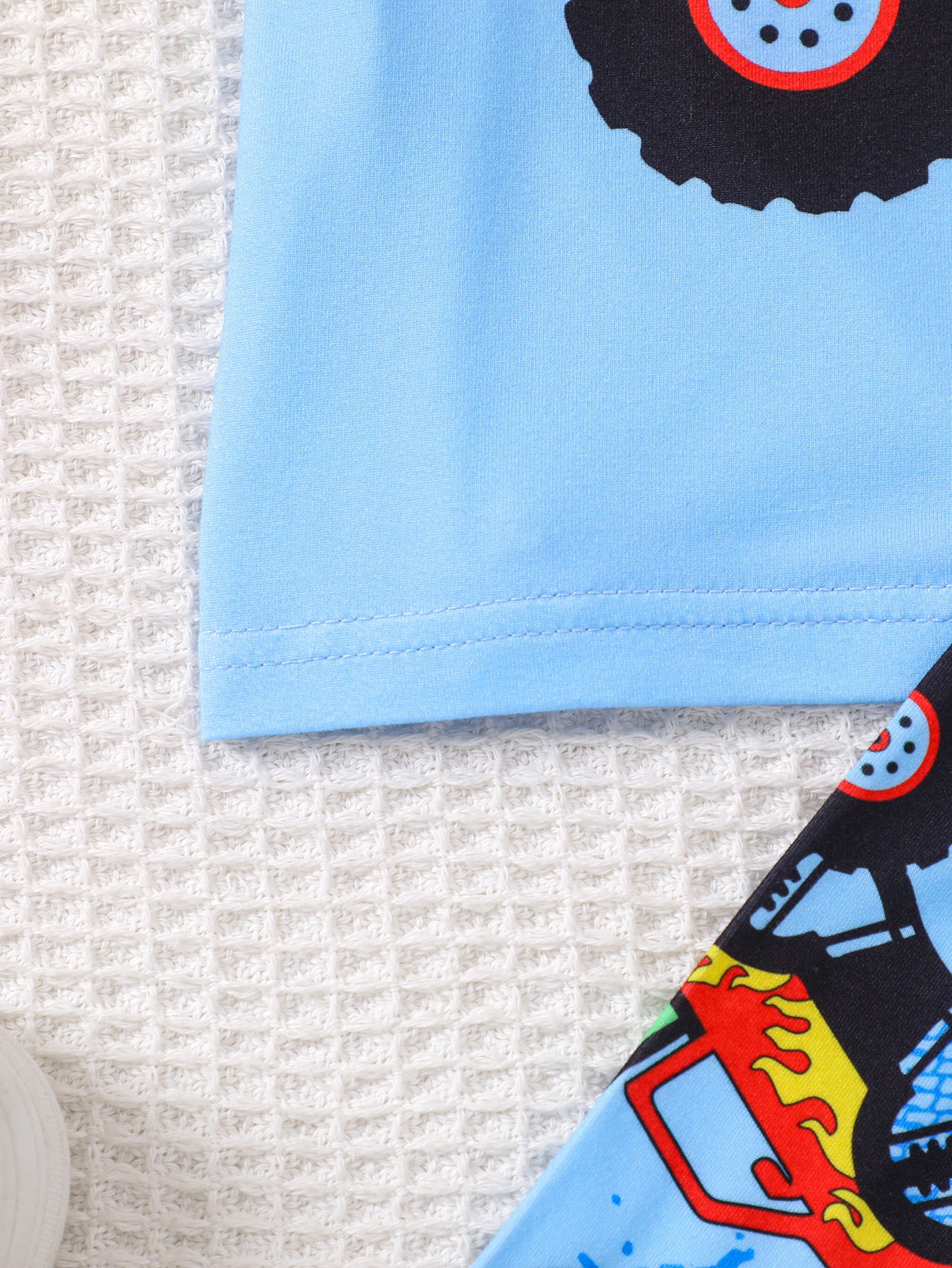 Boys Blue & Red Printed T-shirt with Shorts