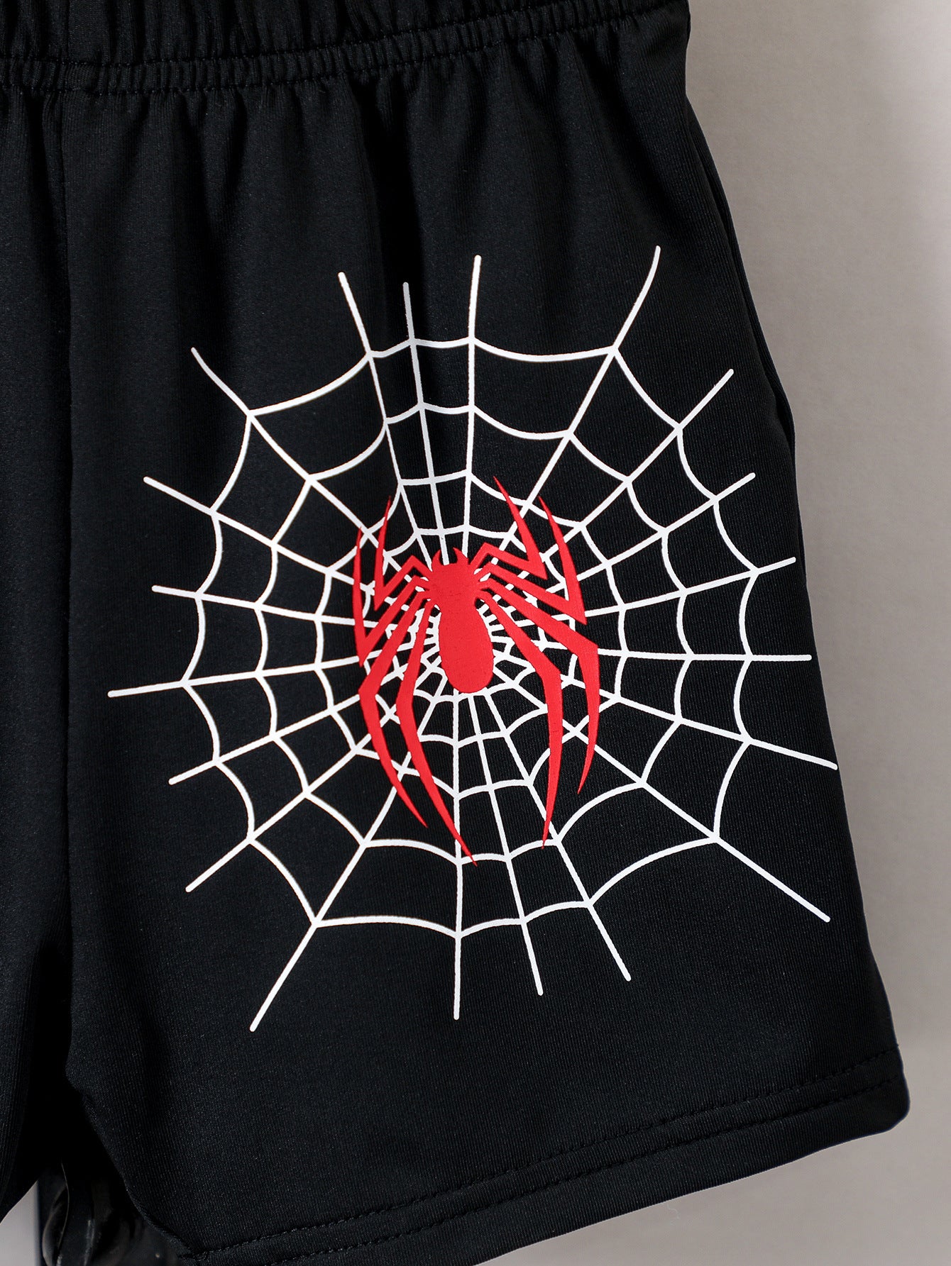 Boys Red Spider Man Printed Casual T-shirt With Shorts