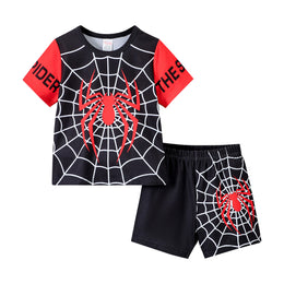 Boys Spider Man Printed Short Sleeves T-shirt with Shorts